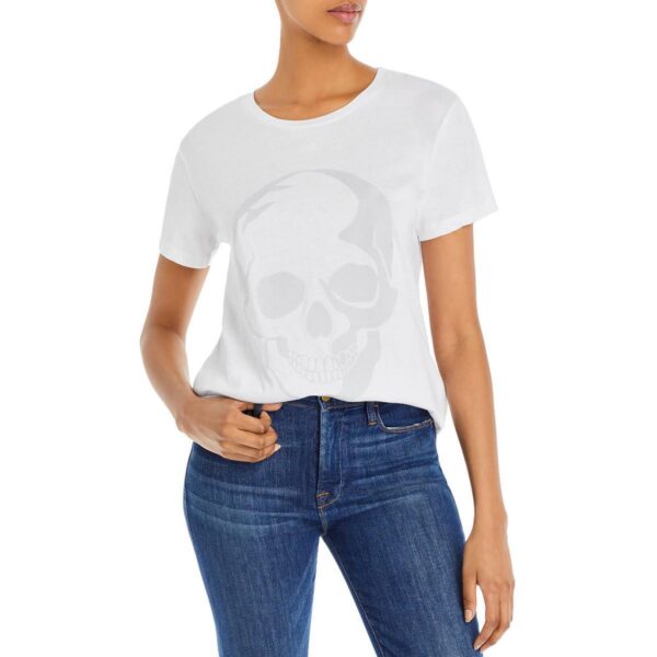 Chaser Womens Skull White Crewneck Short Sleeve Graphic T-Shirt Top S BHFO 3135