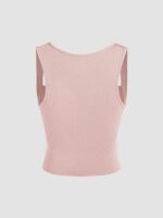 CIDER Solid Ruched Square Neck Crop Top