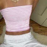 Cioatin Women Strapless Striped Bandeau Tube Tops Y2K Aesthetic Sleeveless Backless Crop Tank Going Out Summer Girls