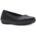 Clarks Womens Ayla Low Black Faux Leather Flats 9 Medium (B,M) BHFO 9153