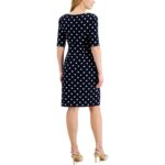 Connected Apparel Womens Navy Polka Dot Sheath Dress Petites 12P BHFO 9790