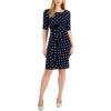 Connected Apparel Womens Navy Polka Dot Sheath Dress Petites 12P BHFO 9790