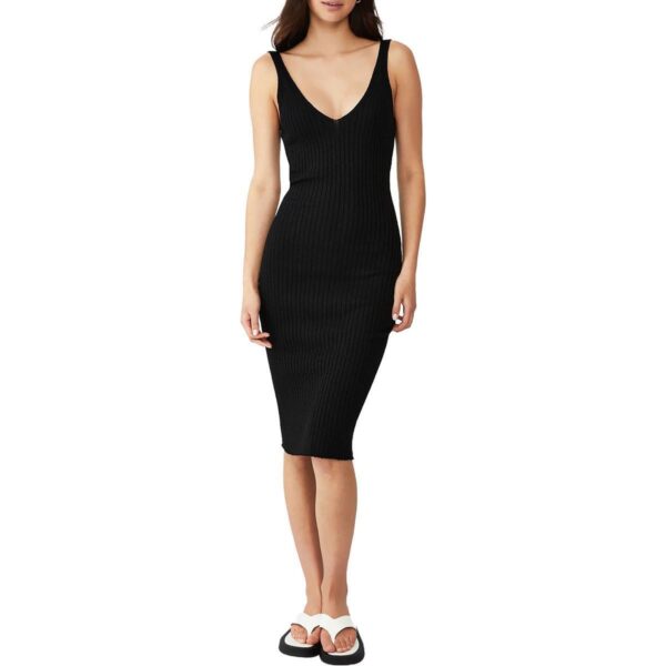 Cotton On Womens Black Daytime Midi Ribbed Bodycon Dress M BHFO 7429