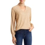 Cupio Womens Beige Cut Out Raglan Shirt Mock Turtleneck Sweater L BHFO 9217