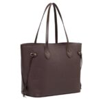 Daisy Rose Tote Shoulder Bag and Matching Clutch for Women - PU Vegan Leather Handbag for Travel Work and School - Solid Brown