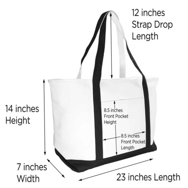 Dalix 23" Large Heavy Duty 24 oz. Cotton Canvas Shopping Tote Bag Black