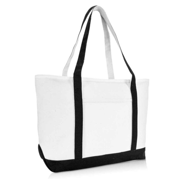 Dalix 23" Large Heavy Duty 24 oz. Cotton Canvas Shopping Tote Bag Black