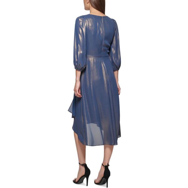 DKNY Womens Blue Iridescent Midi Shimmer Cocktail and Party Dress 2 BHFO 7267