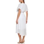 DKNY Womens Ivory High-Low Drapey Flutter Sleeve Midi Dress 16 BHFO 2341