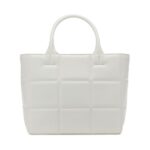 DKNY Women's White Quilted PVC Adjustable Detachable 23In Strap Double Flat Strap Tote Handbag Purse