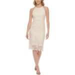 Eliza J Womens Ivory Lace Midi Formal Cocktail and Party Dress 8 BHFO 8499