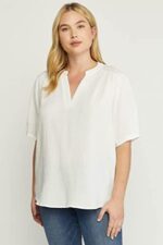 Entro Women's V-Neck Cotton Gauze Top