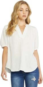 Entro Women's V-Neck Cotton Gauze Top