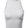 FashionOutfit Women's Basic Solid Sleeveless Mock Neck Short Tank Top