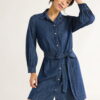 Free Assembly Women’s Denim Belted Mini Shirtdress, Sizes XS-XXL