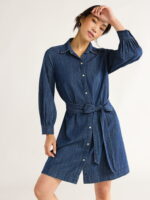 Free Assembly Women’s Denim Belted Mini Shirtdress, Sizes XS-XXL