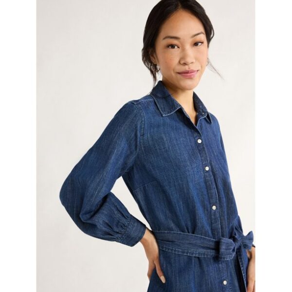 Free Assembly Women’s Denim Belted Mini Shirtdress, Sizes XS-XXL