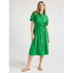 Free Assembly Women’s Midi Shirtdress with Puff Sleeves, Sizes XS-XXL