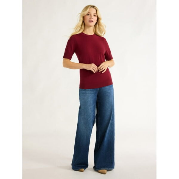 Free Assembly Women's Shrunken Sweater Tee, Sizes XS-XXL