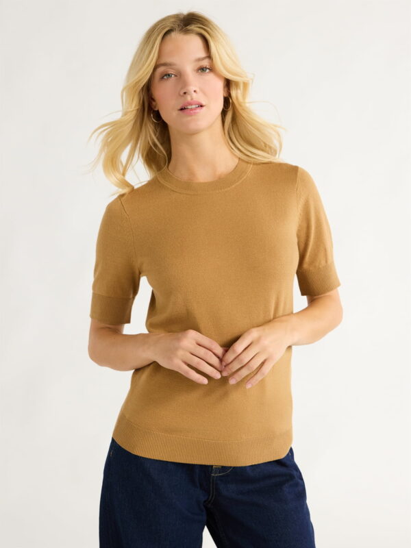 Free Assembly Women's Shrunken Sweater Tee, Sizes XS-XXL