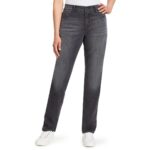 Gloria Vanderbilt Womens Amanda Gray Denim Straight Leg Jeans 8 BHFO 0309