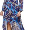 GUESS Women's Long Sleeve Scarf Print Chiffon Maxi Dress