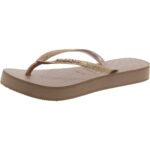 Havaianas Womens Slim Flatform Gold Flatform Sandals 7-8 Medium (B,M) BHFO 5246