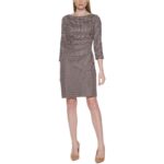 Jessica Howard Womens Houndstooth Pleated Work Sheath Dress Petites BHFO 1129