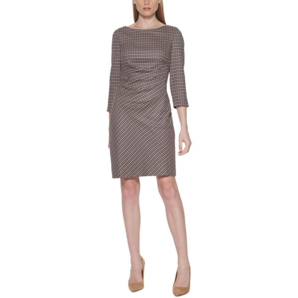 Jessica Howard Womens Houndstooth Pleated Work Sheath Dress Petites BHFO 1129