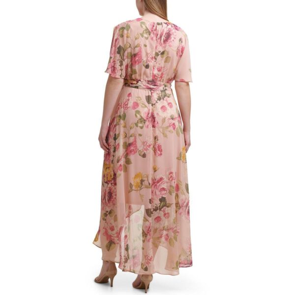 Jessica Howard Womens Pink Floral Surplice Belted Maxi Dress Plus 24W BHFO 7729