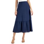 JM Collection Womens Navy Textured Two Tier Pull On Maxi Skirt M BHFO 9890