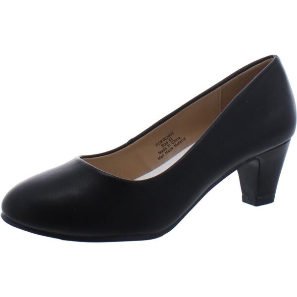 Journee Collection Womens Luu-M Faux Leather Round Toe Pumps Heels BHFO 0533