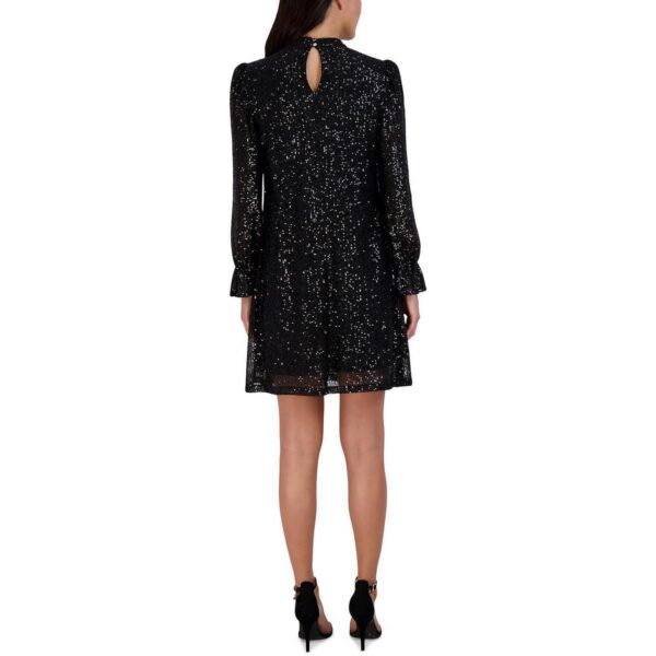 Julia Jordan Womens Black Sequined Mock Neck Sheath Dress 4 BHFO 6197