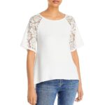 K & C Womens Mixed Media Hi Low Top Blouse Shirt BHFO 7989