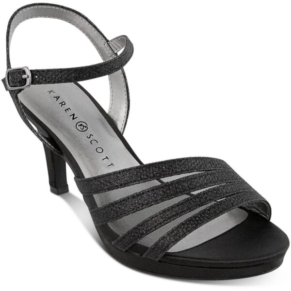 Karen Scott Womens Darlaa Black Ankle Strap Shoes 9.5 Medium (B,M) BHFO 1242