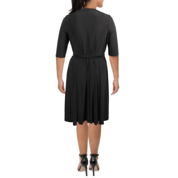 Kiyonna Womens Black Knit Knee-Length Party Wrap Dress Plus 1X BHFO 7238