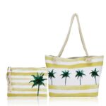 Large Beach Bag, Travel Twine Beach Tote Bags, Canvas Shoulder Tote Handbag-Palm Tree Tote