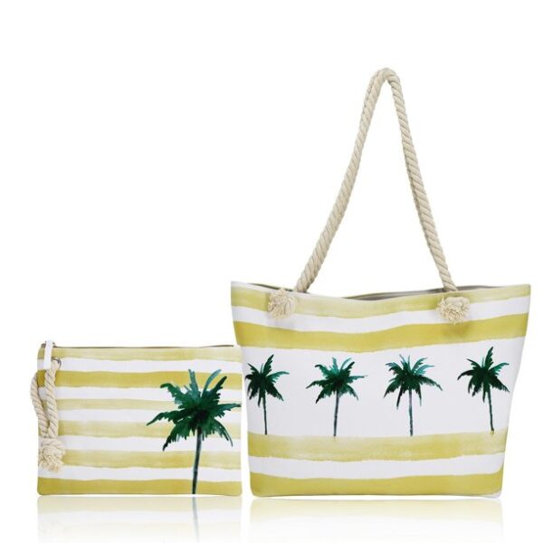 Large Beach Bag, Travel Twine Beach Tote Bags, Canvas Shoulder Tote Handbag-Palm Tree Tote