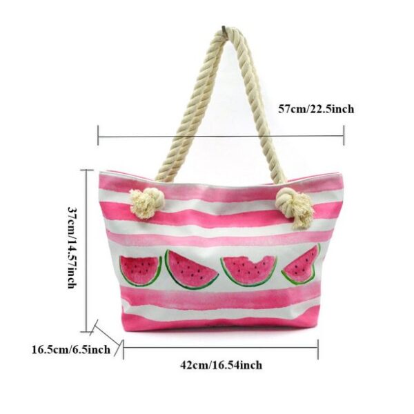 Large Beach Bag, Travel Twine Beach Tote Bags, Canvas Shoulder Tote Handbag-Watermelon Tote