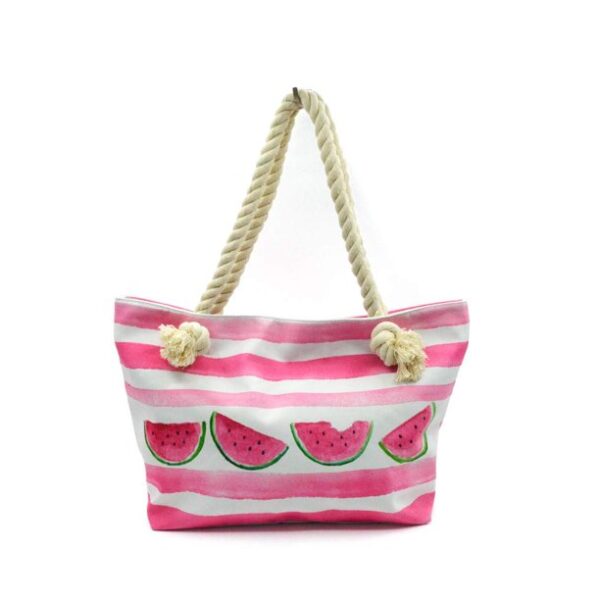 Large Beach Bag, Travel Twine Beach Tote Bags, Canvas Shoulder Tote Handbag-Watermelon Tote