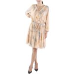 Lauren Ralph Lauren Womens Beige Georgette Mini Fit & Flare Dress 14 BHFO 6768