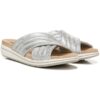 LifeStride Womens Panama Silver Slip On Wedge Sandals 7 Medium (B,M) BHFO 6211