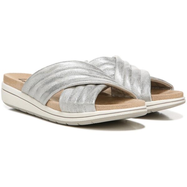 LifeStride Womens Panama Silver Slip On Wedge Sandals 7 Medium (B,M) BHFO 6211