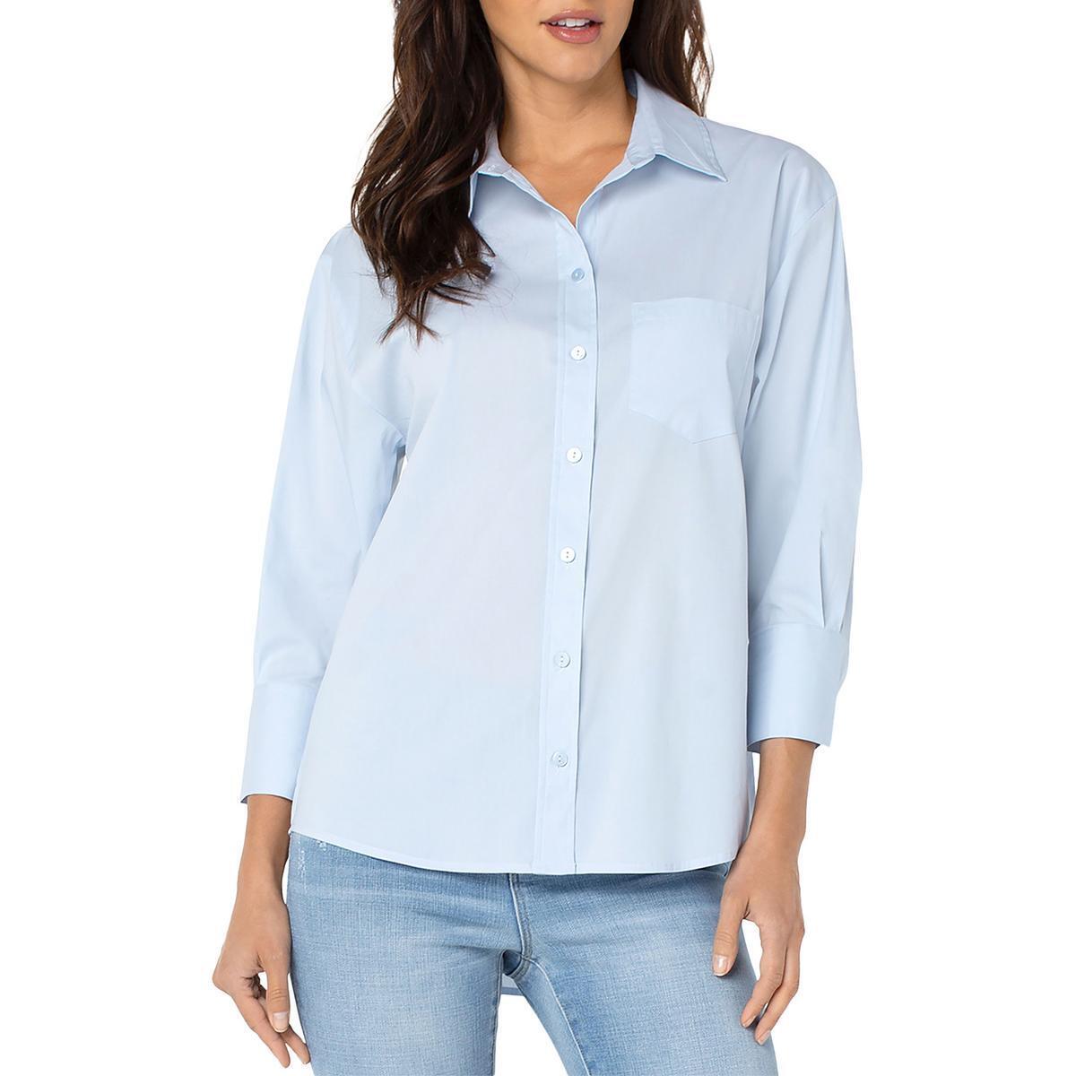 Collared Oversized Blouse Button-Down Top Shirt