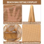 Livhil Large Mesh Beach Bag, Foldable Beach Tote Bag Waterproof Sandproof For Beach Picnic Vacation (Khaki)