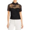 Lucy Paris Womens Black Lace Side Zip Shirt Blouse Top S BHFO 5095