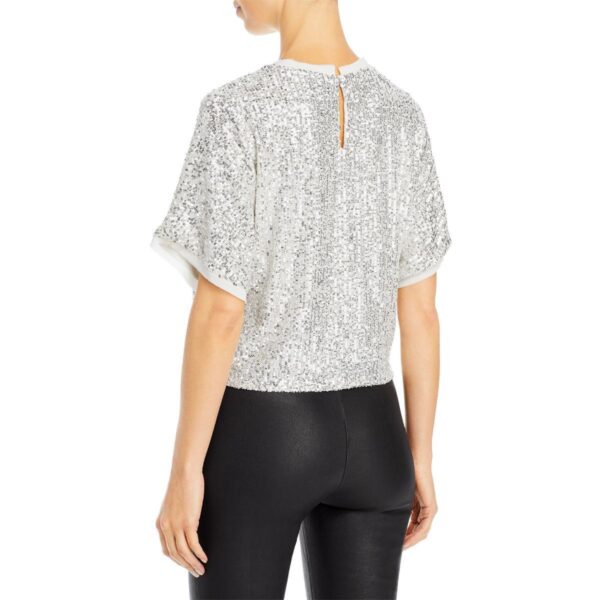 Lucy Paris Womens Serena Sequined Short Sleeves Blouse Top BHFO 4493