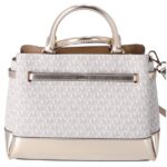 Michael Kors Reed Large Belted Satchel Vanilla MK Signature Pale Gold