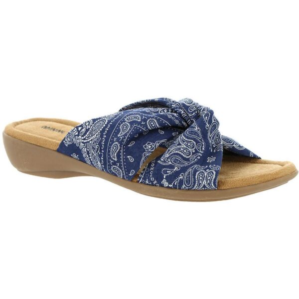 Minnetonka Womens Sarong Blue Knit Slide Sandals Shoes 13 Wide (C,D,W) BHFO 4655