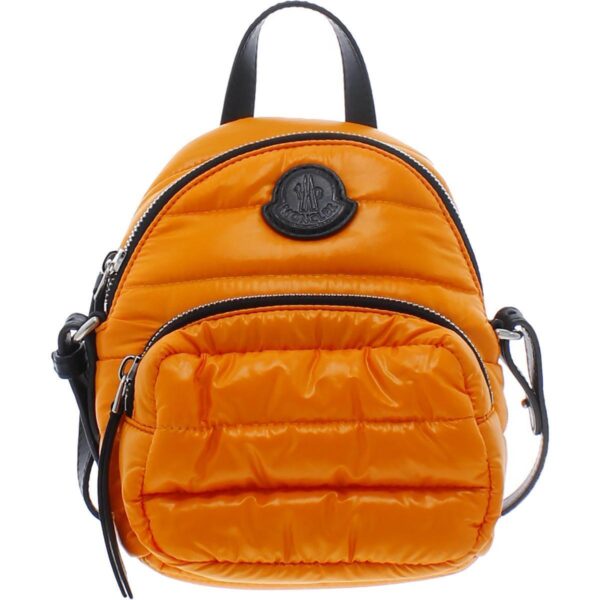 Moncler Womens Kilia Orange Quilted Leather Trim Backpack Purse Small BHFO 3904